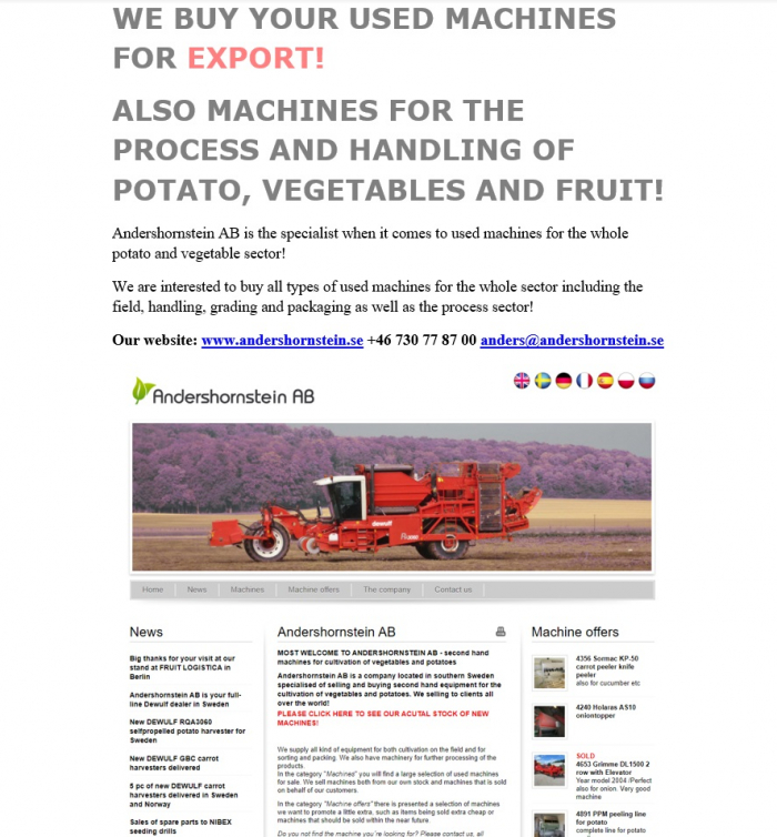5334 WE BUY YOUR USED MACHINES FOR EXPORT Potato vegetable fruit